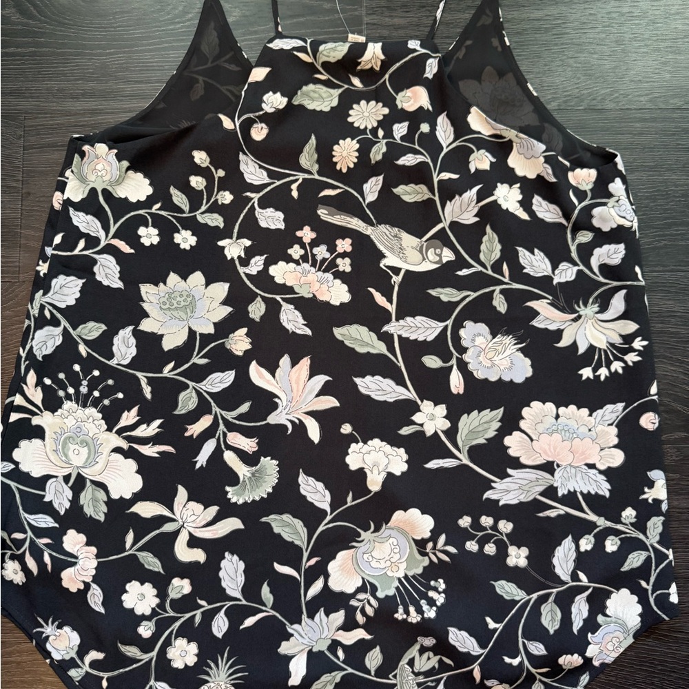 NWT Loft Womens Lined Camisole Top Size M Charcoal Gray, Floral - Picture 5 of 8